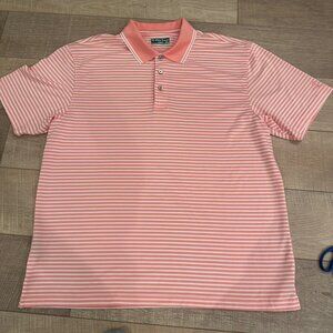 PRO TOUR MENS PINK AND WHITE STRIPE DRY FIT GOLF SHIRT SIZE XL
